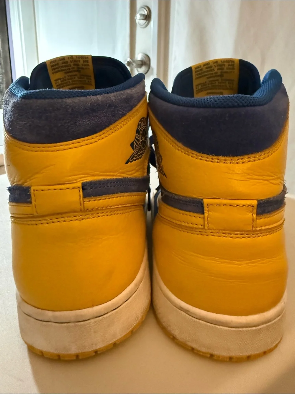 Nike Air Jordan 1 Retro Men’s High-Top Sneakers in Blue and Yellow 9.5